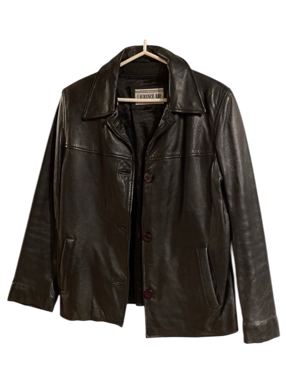 VINTAGE UNISEX Black Butter Soft Subtle Heavy Leather Jacket (Button Up) Men’s M